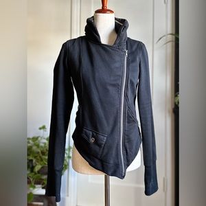 Prairie Underground Black Organic Cotton Asymmetrical Zip Hooded Jacket